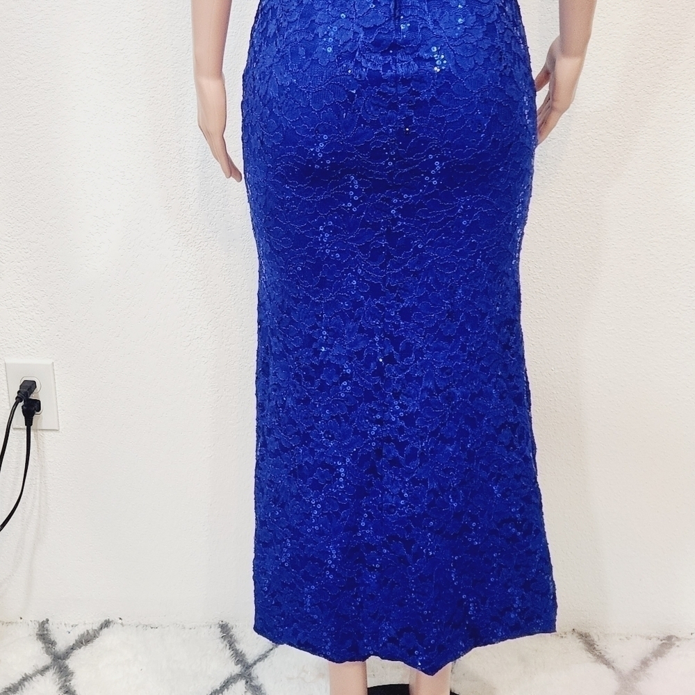 LA Scala Formal Floor Length Lace Rhinestone Neck Dress Size S - Picture 11 of 15
